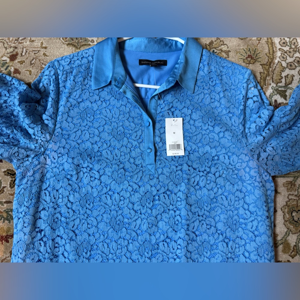 NWT Banana Republic Women Blue Lace Dress Size Medium - Picture 11 of 11